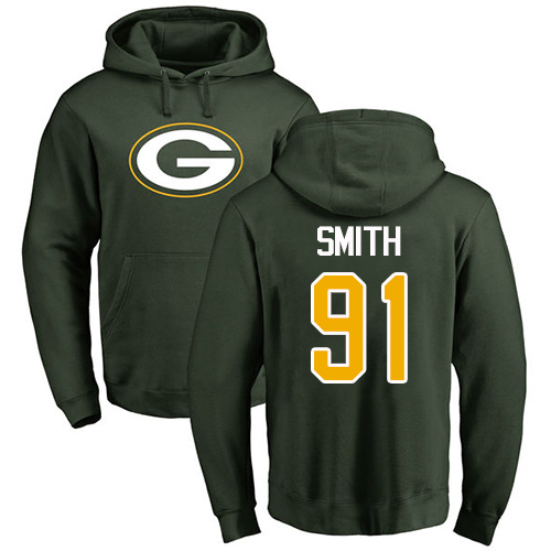 Men Green Bay Packers Green #91 Smith Preston Name And Number Logo Nike NFL Pullover Hoodie Sweatshirts->green bay packers->NFL Jersey